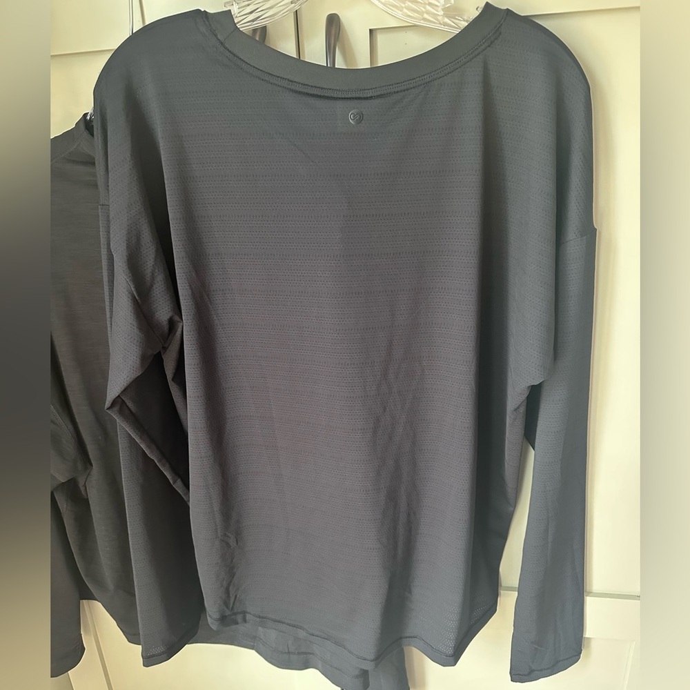 NWT CALIA by Carrie Underwood Pointelle Black LS Workout Tee Sz L - Picture 8 of 8